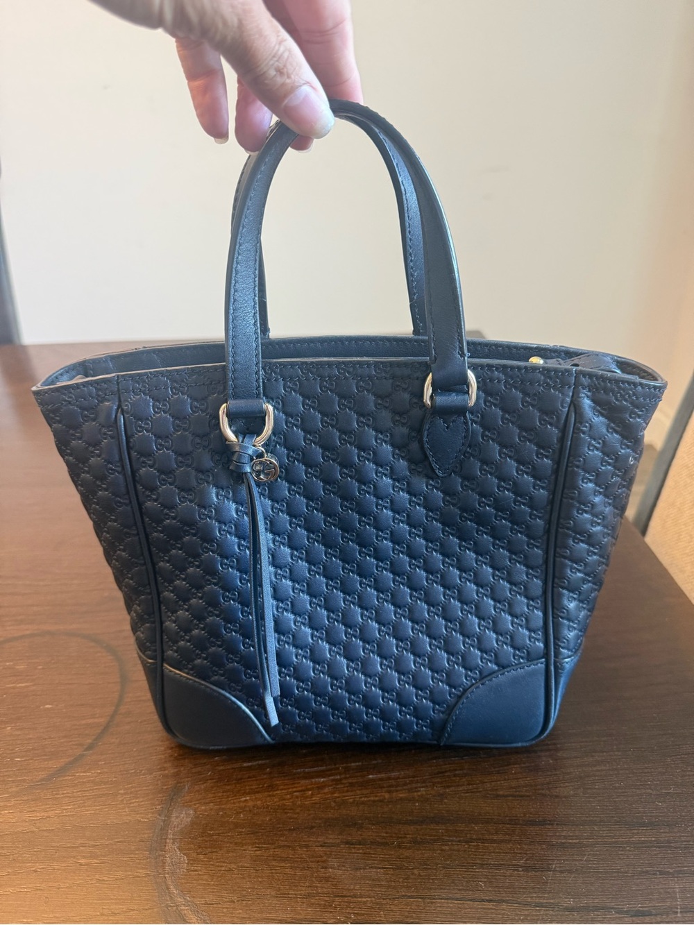 Gucci navy Quilted Shoulder Tote with Long Strap